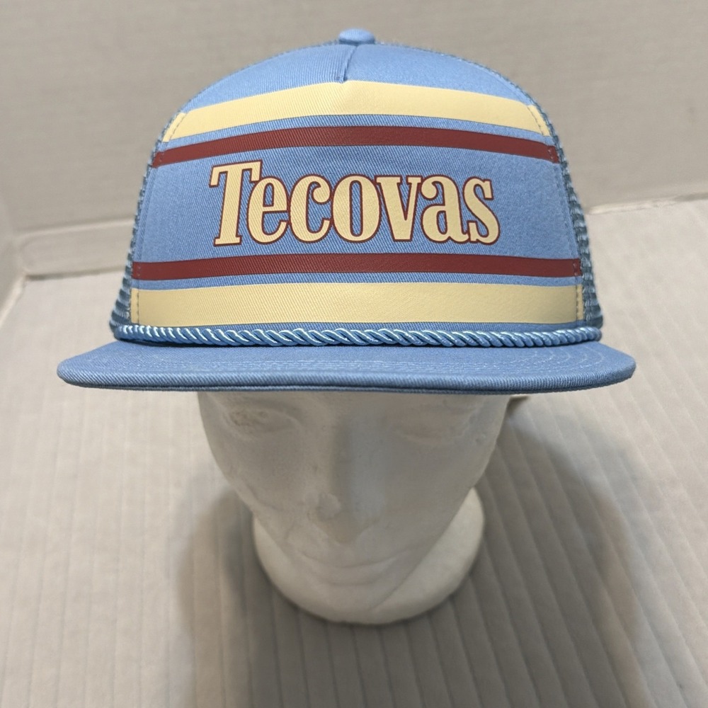 Tecovas Hat Cap Snap Back Blue Mesh Trucker Retro Rope Cord Flat Brim Western